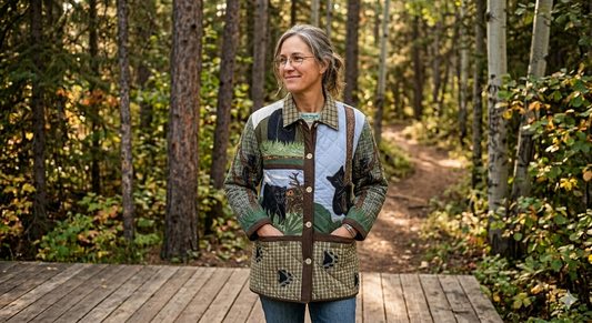 Bear Country Reversible Quilted Cotton Jacket | Artfully Crafted, Regular Fit, Filled with Soft Cotton
