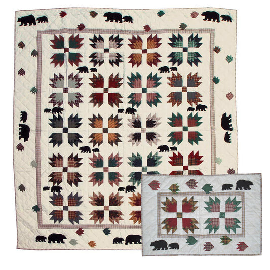 Bear's Paw Twin Quilt 65"W x 85"L | Buy a Quilt and Get a matching Pillow Sham (27"W X 21"L) Free