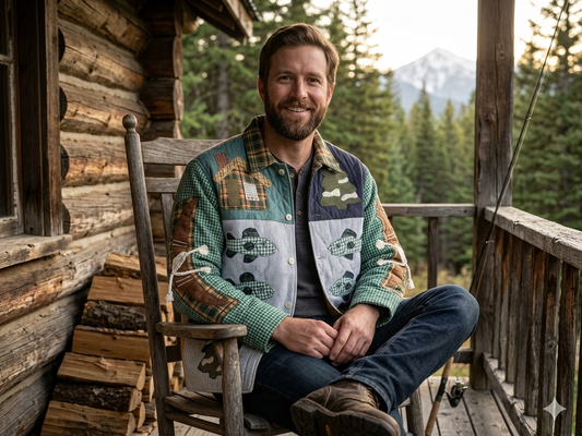 Cabin Bear Reversible Quilted Cotton Jacket | Cozy Outdoor Wear with Soft Cotton Filling and Rustic Bear-Themed Design