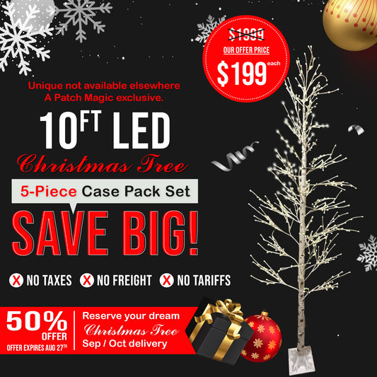 10-Ft Led Patch Magic Birch Christmas Tree With 500 Warm White LEDs. Get Two trees out of one, a 7-Foot and 10-Foot and Get free 20$ Remote Control, Featuring Several Lighting Modes. - Pre-lit Trees- Prebook Now