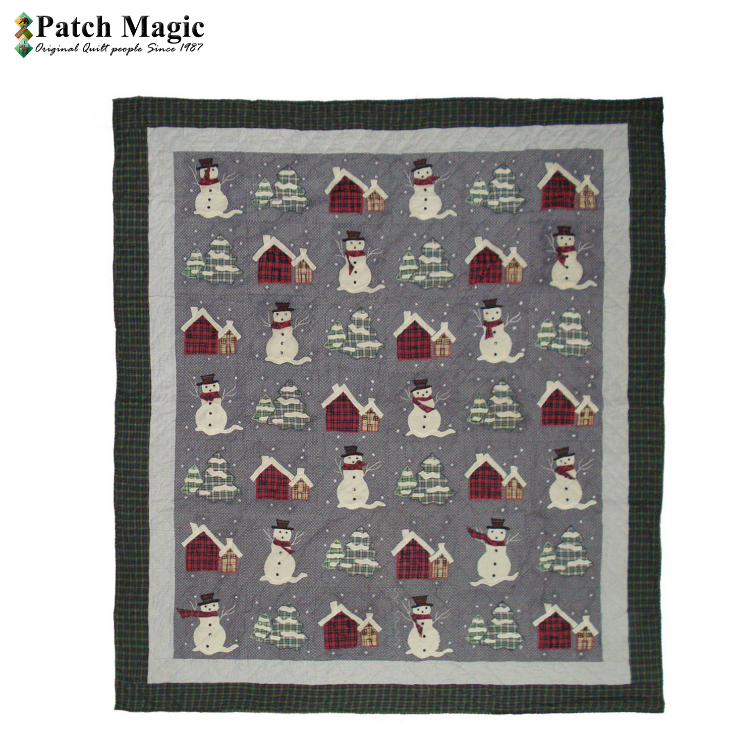 Patch Magic Snowman Queen Quilt – Cozy Winter & Christmas Bedding (85” x 95”)