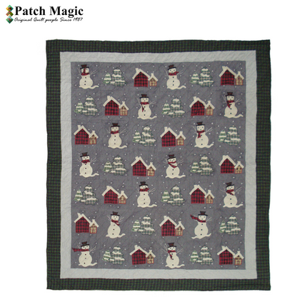 Patch Magic Snowman Queen Quilt – Cozy Winter & Christmas Bedding (85” x 95”)