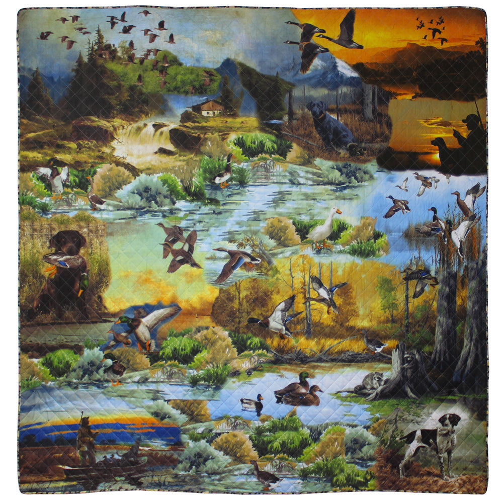 Ducks Galore Printed Quilt – Waterfowl Hunting Heritage Design