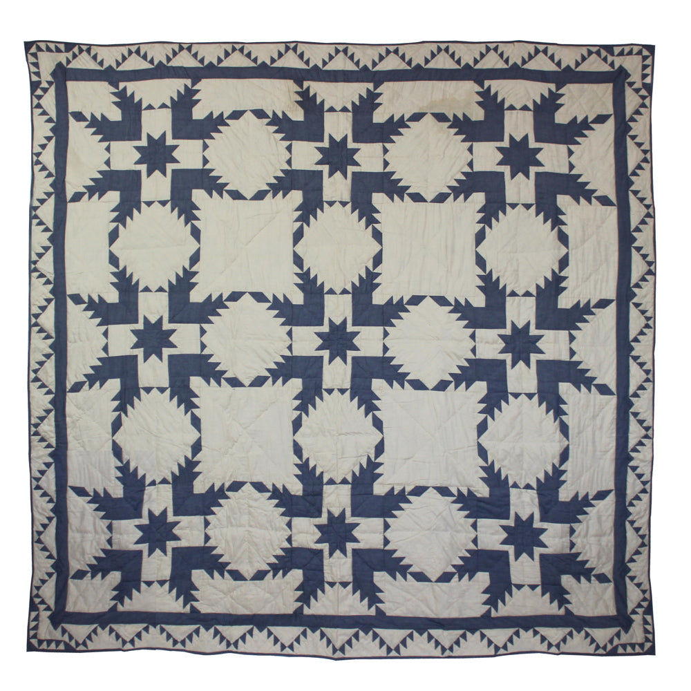 Patch Magic Quilts - Blue Feathered Star Throw 50"W x 60"L