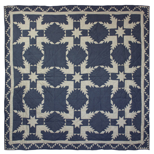 Patch Magic Quilts - Denim Feathered Star Throw 50"W x 60"L