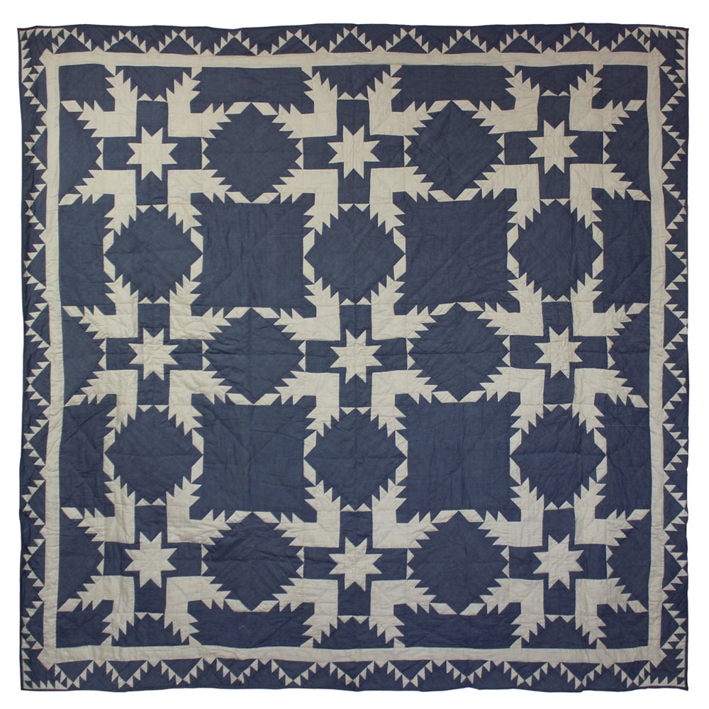 Patch Magic Quilts - Denim Feathered Star Throw 50"W x 60"L