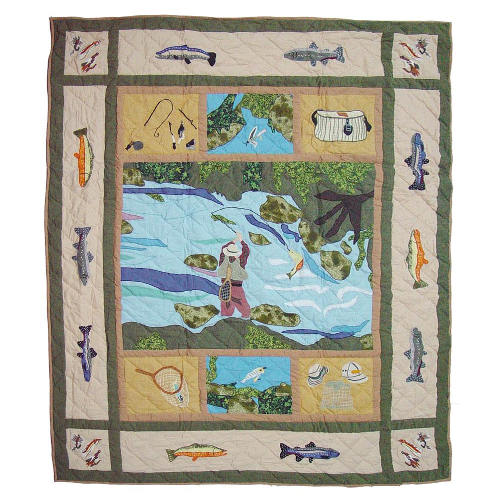 Patch Magic Quilts - Fly Fishing Throw 50"W x 60"L