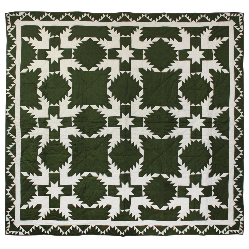 Patch Magic Quilts - Green Feathered Star Throw 50"W x 60"L