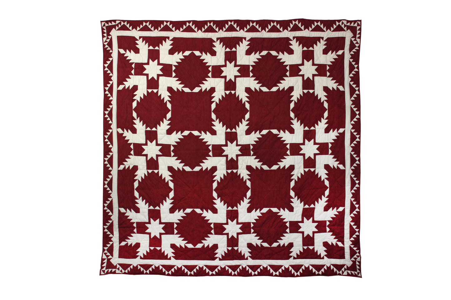 Patch Magic Quilts - Ruby Feathered Star Throw 50"W x 60"L