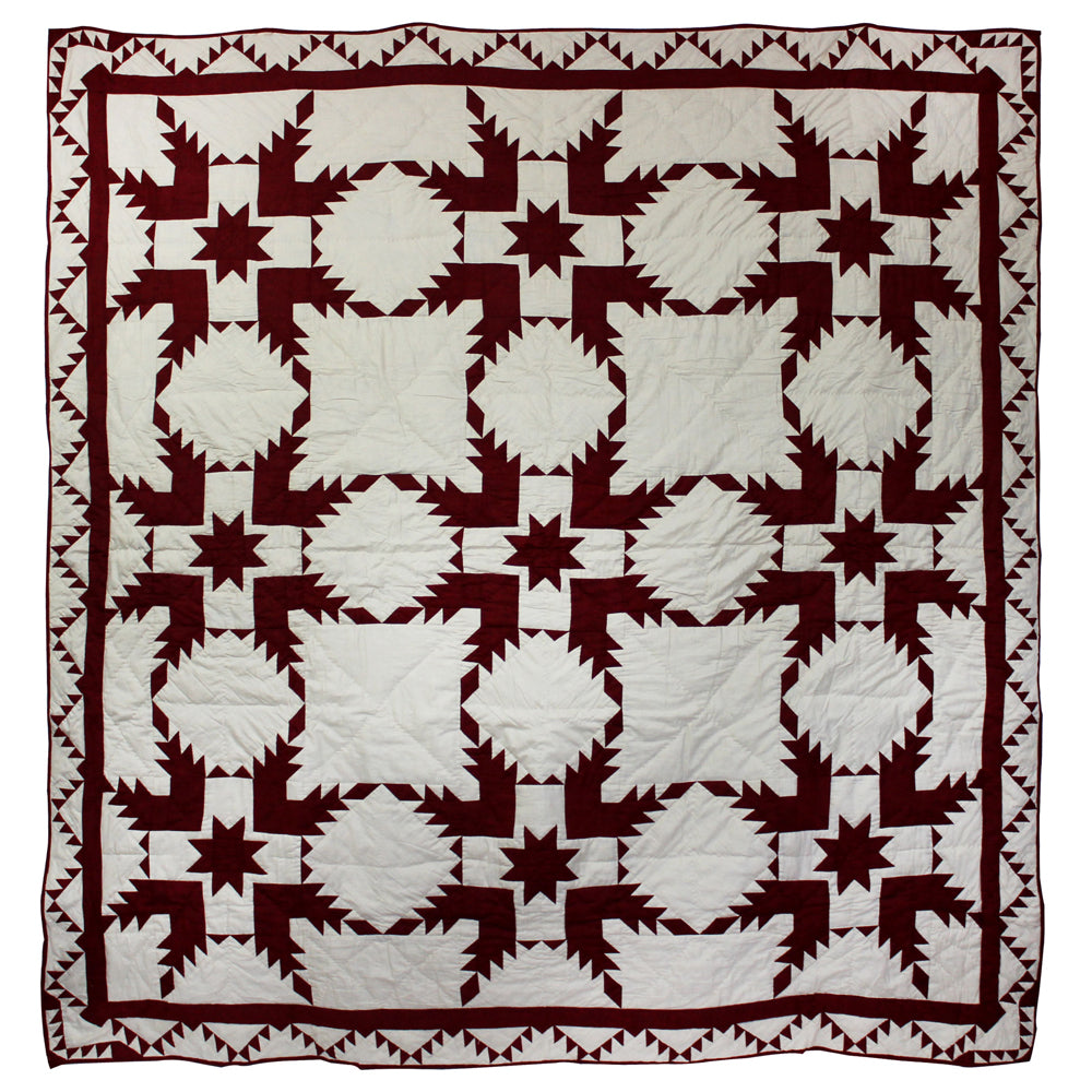 Patch Magic Quilts - Red Feathered Star Throw 50"W x 60"L