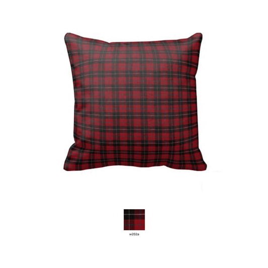 Red and Black Plaid Toss Pillow 16"W x 16"L