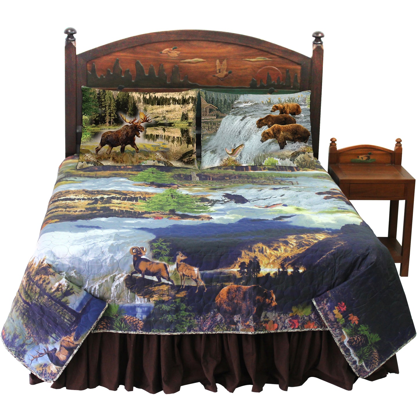 Wilderness Galore Printed Quilt – Alaskan Woods and Wildlife Design