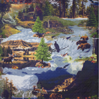 Wilderness Galore Printed Quilt – Alaskan Woods and Wildlife Design