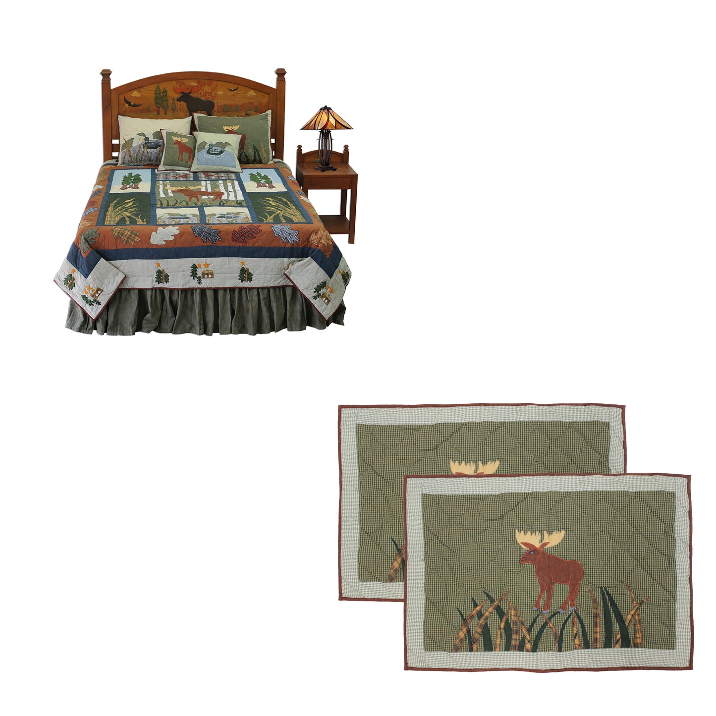 Quilted Moose Bedding accessories and Ensemble sets.