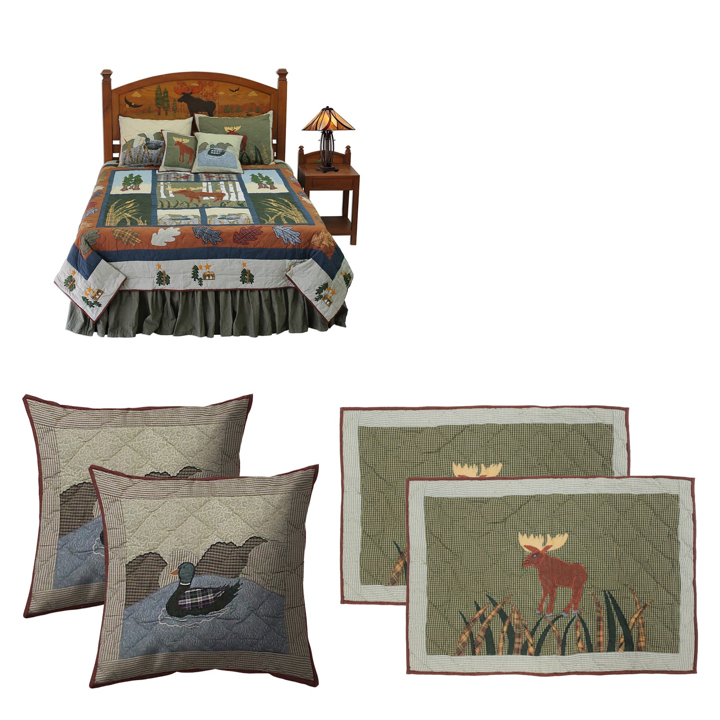 Quilted Moose Bedding accessories and Ensemble sets.