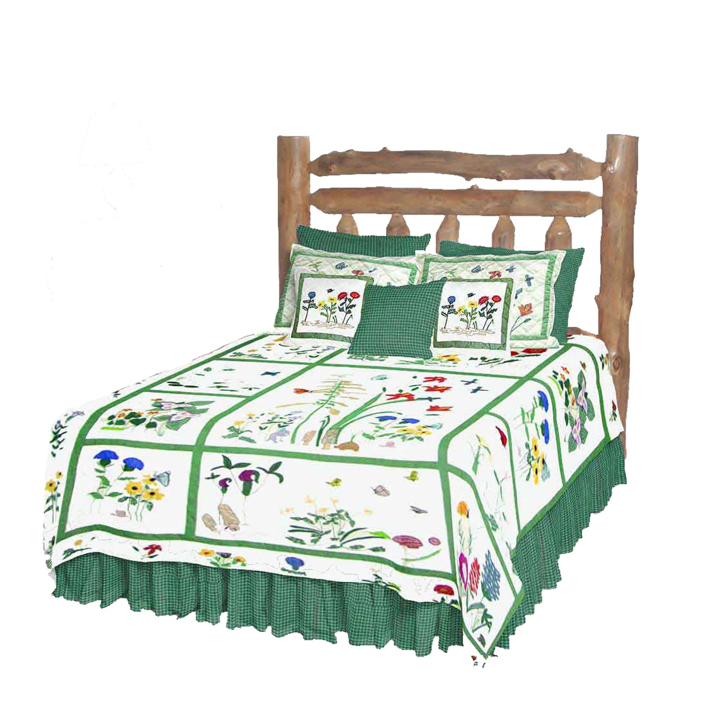Wildflowers meadow Quilt, Hand cut and Appliqued cotton fabric motifs.