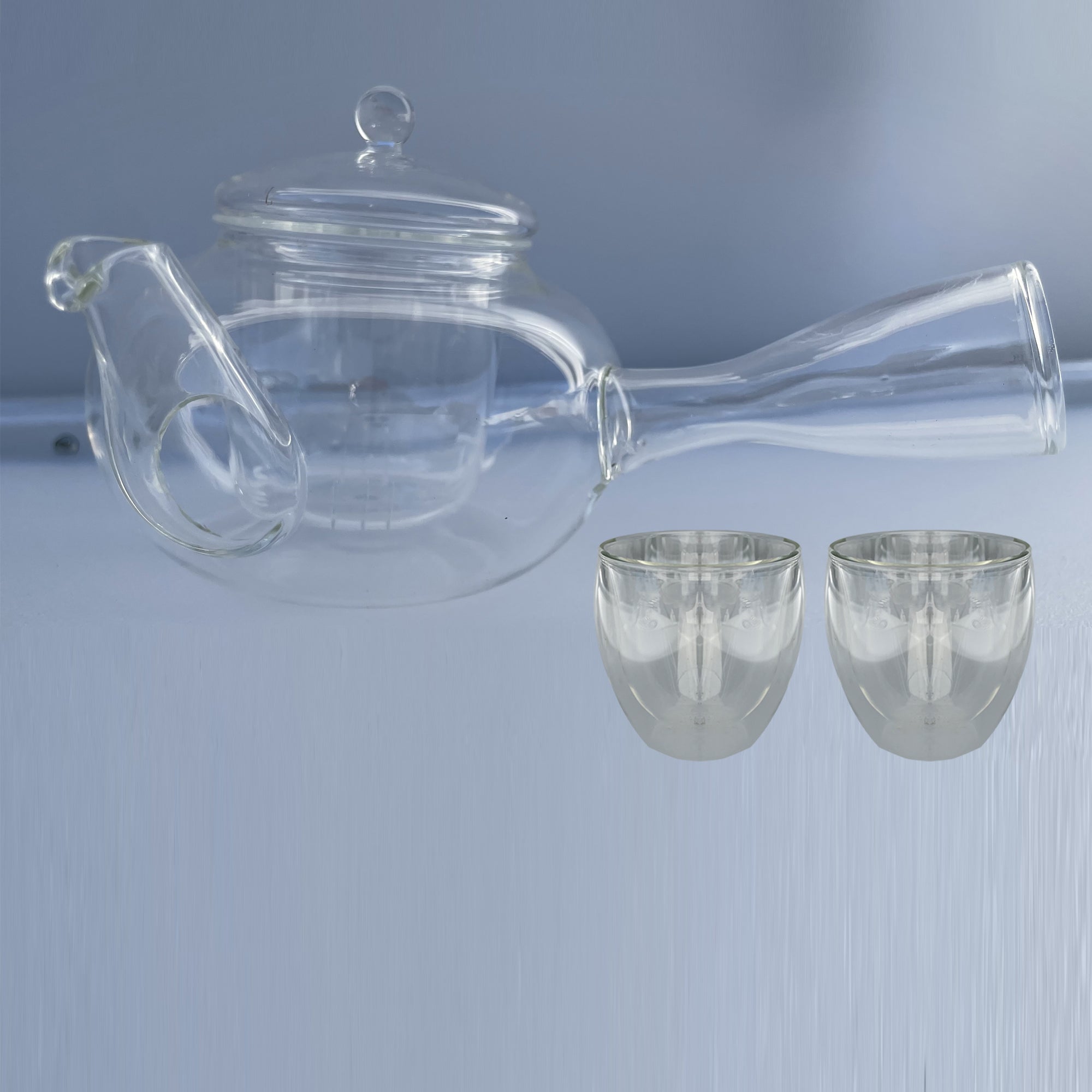 Round Shaped Double Layer Glass Teapot (275 ML), Teapot with Removable ...