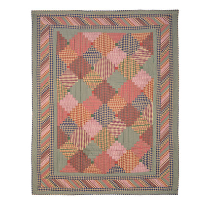 Pastures and Paths Quilt, Hand cut and Patchwork cotton fabric blocks.