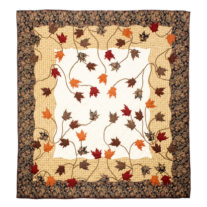 Autumn Bliss Quilt, Hand cut and Appliqued cotton fabric motifs.