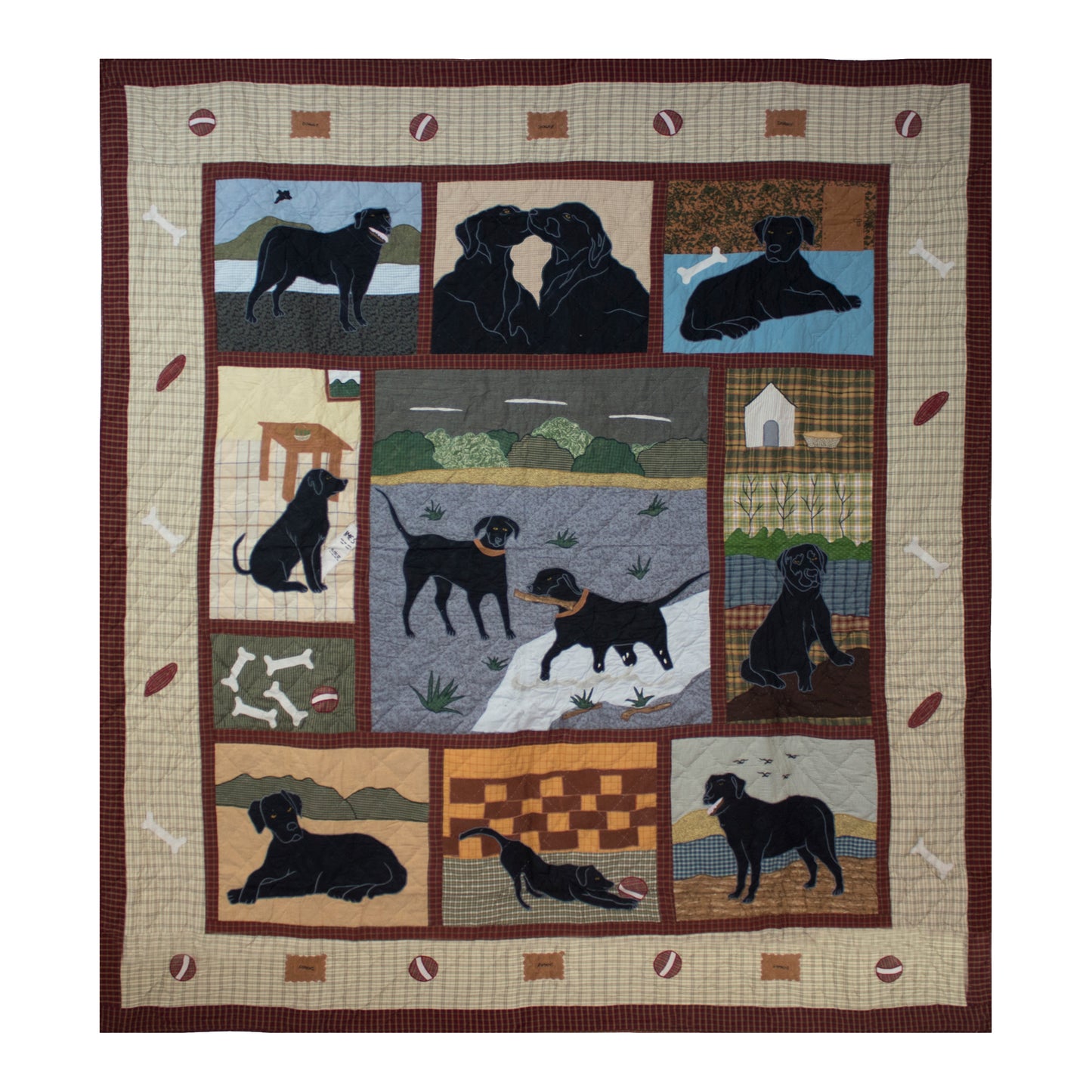 Pick of Labs Quilt, Hand cut and Appliqued cotton fabric motifs.