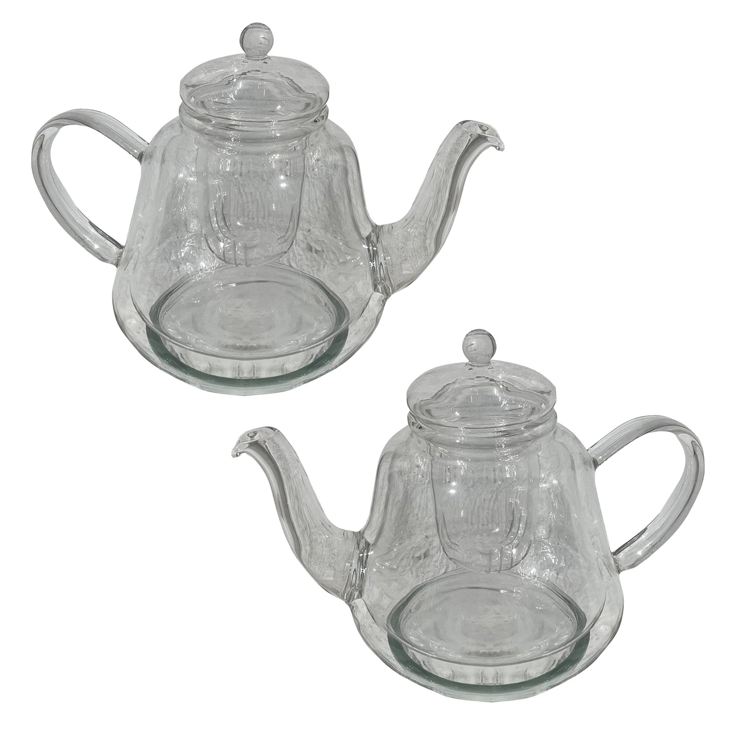 Oval Shaped Double Layer Glass Teapot, 530ml Teapot with Removable Infuser and Lid, Heatproof Safe side handle, Tea Cups