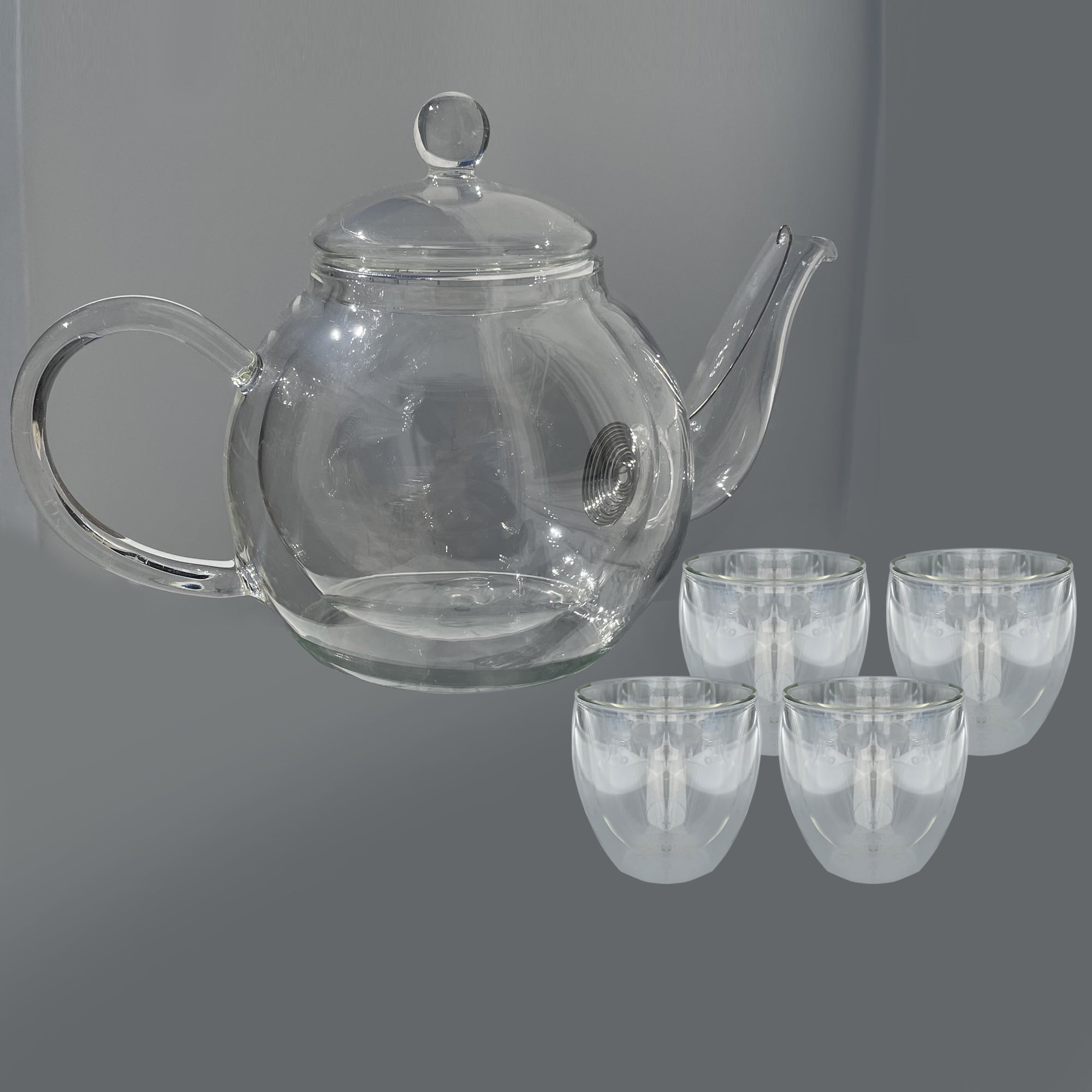 Round Shaped Double Layer Glass Teapot (530 ML), Teapot with Removable ...