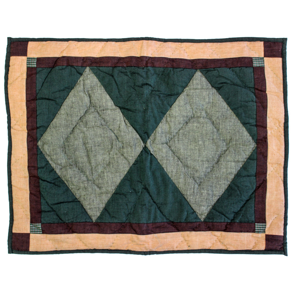 Alpine Cedar Trail Quilt, Hand cut and Appliqued cotton fabric motifs.