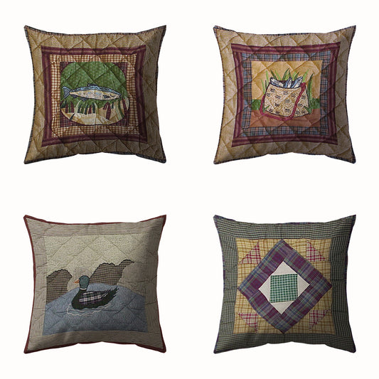 Square Throw Pillow Combo's, 16''x16'' Inches, Insert Included, Multi-Purpose, 100% Cotton and Features Artisan Embroidered Work (Combo Sets)