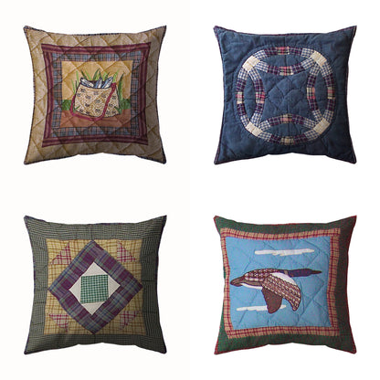 Square Throw Pillow Combo's, 16''x16'' Inches, Insert Included, Multi-Purpose, 100% Cotton and Features Artisan Embroidered Work (Combo Sets)