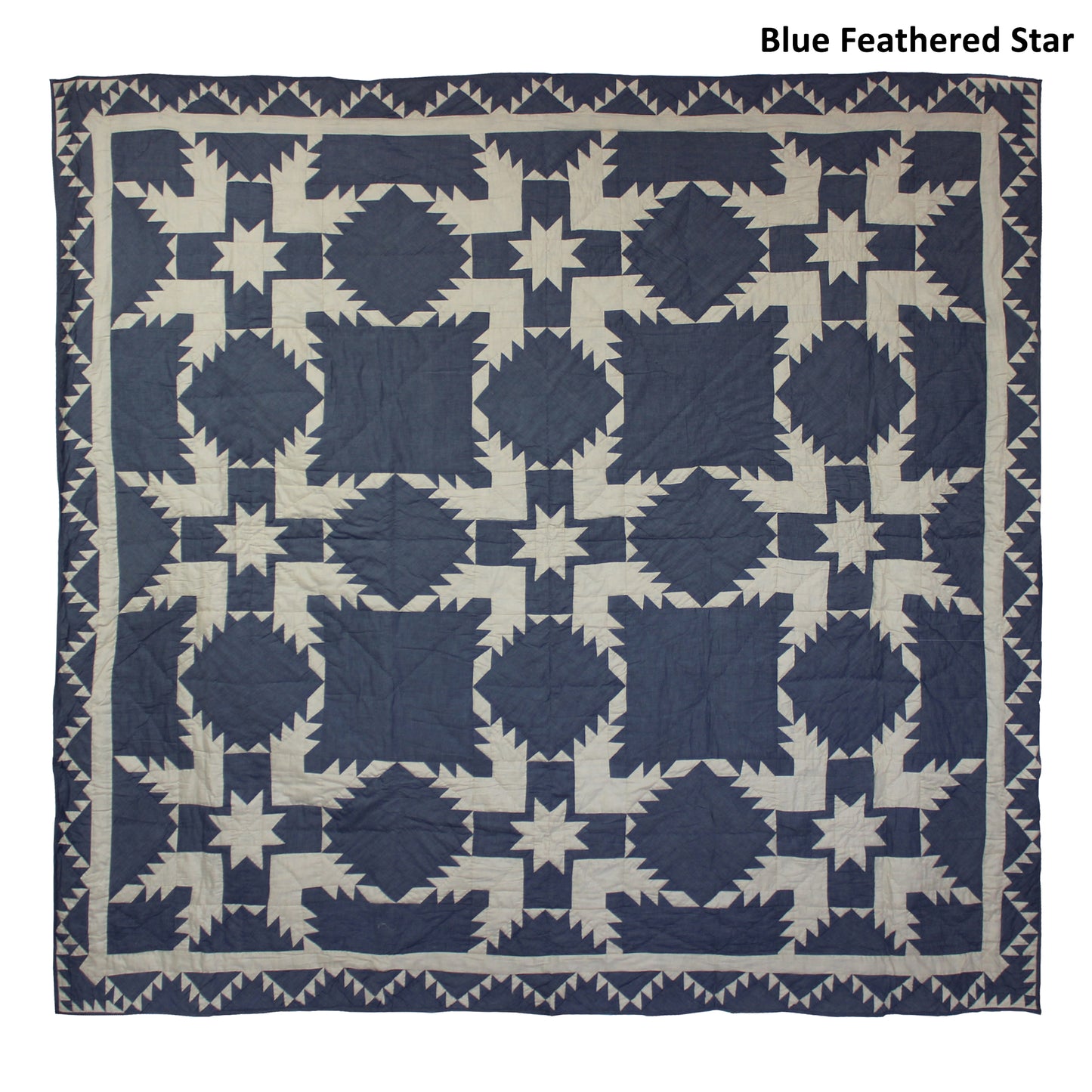 Blue Feathered Star/Feathered Star Quilt, Hand cut and Patchwork cotton fabric blocks.
