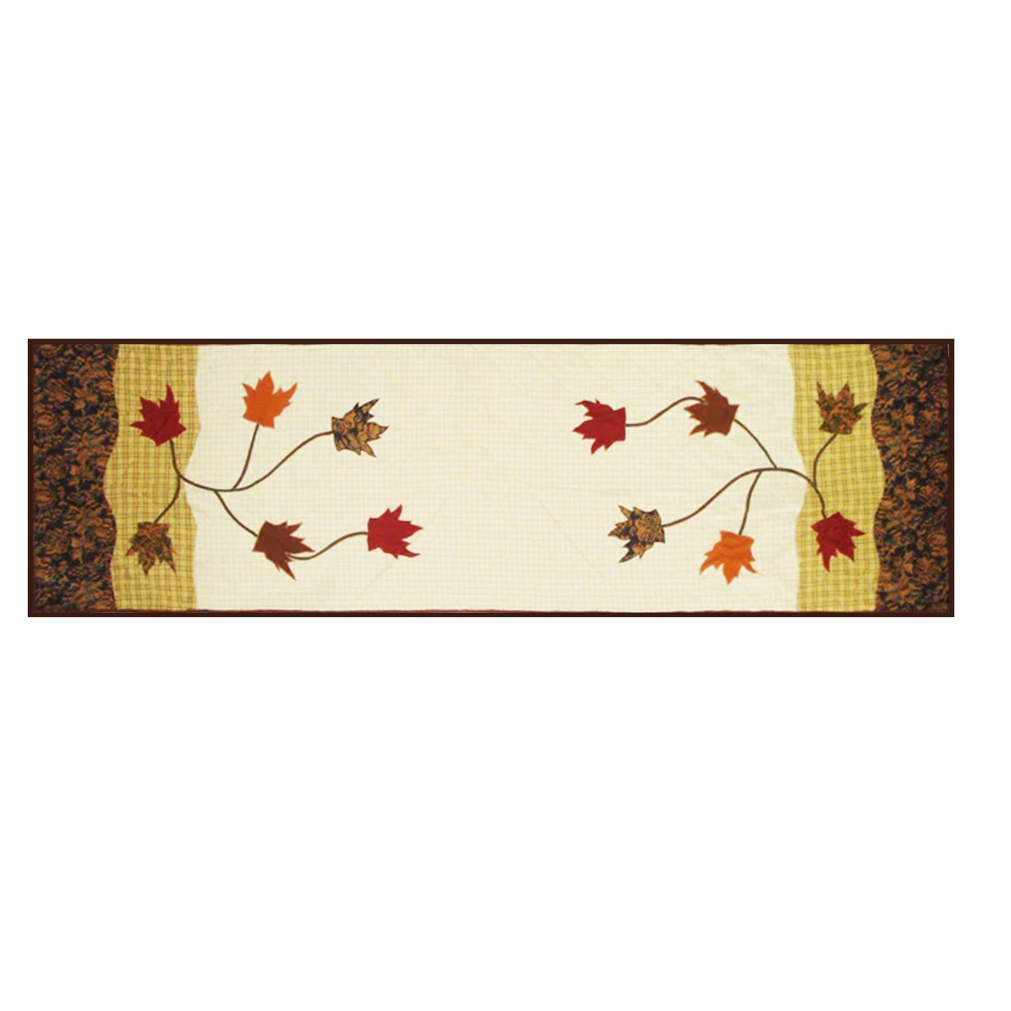 Autumn Leaves | Cotton Quilted Bed Scarf or Bed Runner | King Size