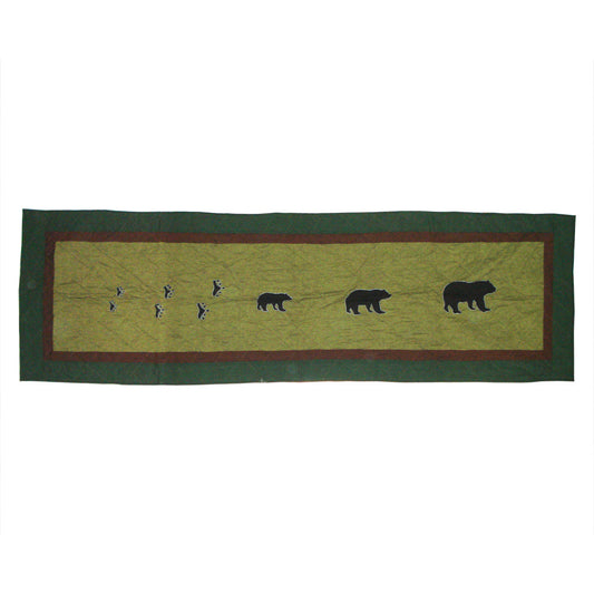 Bear Trail | Cotton Quilted Bed Scarf or Bed Runner | Queen Size