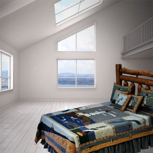 Lighthouse Canvas  Quilt, Hand cut and Appliqued cotton fabric motifs.