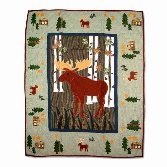 Patch Magic’s Moose Cotton - Crib Quilt / Baby Quilts – Handmade Crib Quilt, Filled with Soft Cottons.