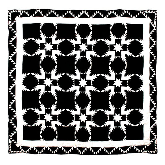 Patch Magic’s Black Feathered Star - Patchwork Lap / Throw Quilt - Filled with Soft Cotton, Handmade, 100% Cotton Throw/Lap Quilt. 