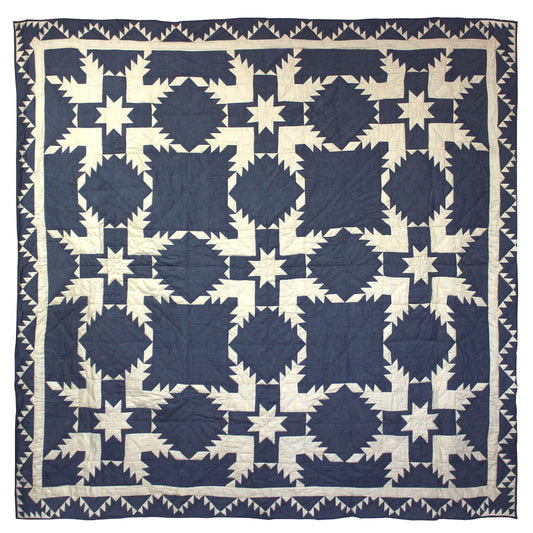 Patch Magic’s  Denim Feathered Star - Patchwork Lap / Throw Quilt - Filled with Soft Cotton, Handmade, 100% Cotton Throw/Lap Quilt. 