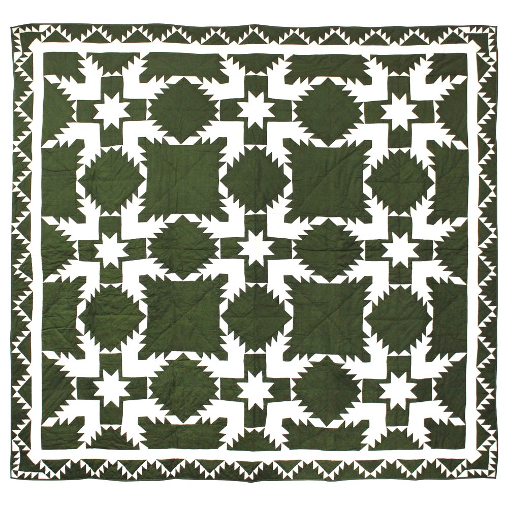 Patch Magic’s  Green Feathered Star - Patchwork Lap / Throw Quilt - Filled with Soft Cotton, Handmade, 100% Cotton Throw/Lap Quilt.