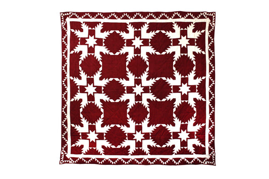 Patch Magic’ Ruby Feathered Star - Patchwork Lap / Throw Quilt - Filled with Soft Cotton, Handmade, 100% Cotton Throw/Lap Quilt.
