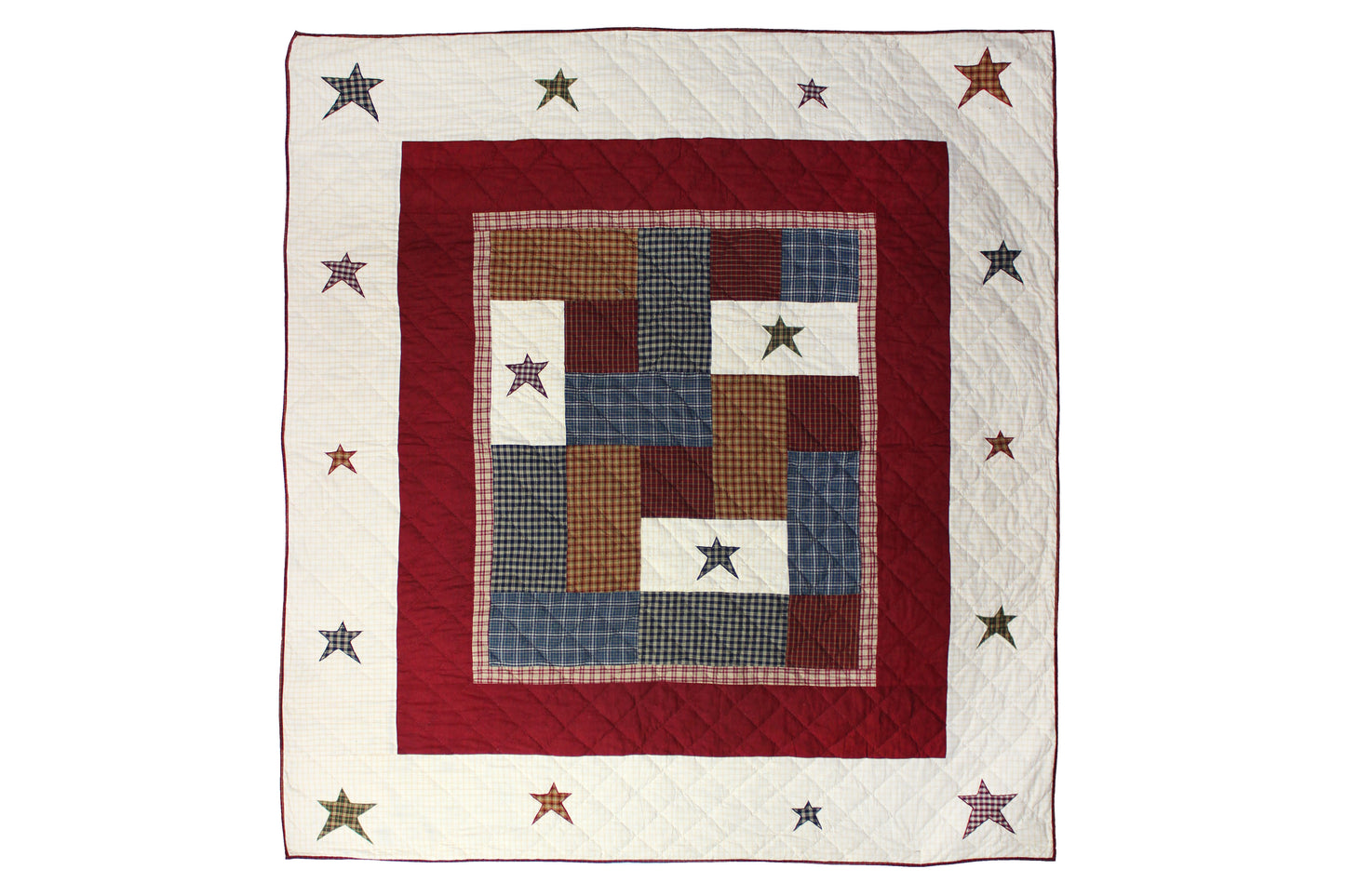 Woodland Square Quilt, Hand cut and Patchwork cotton fabric blocks.