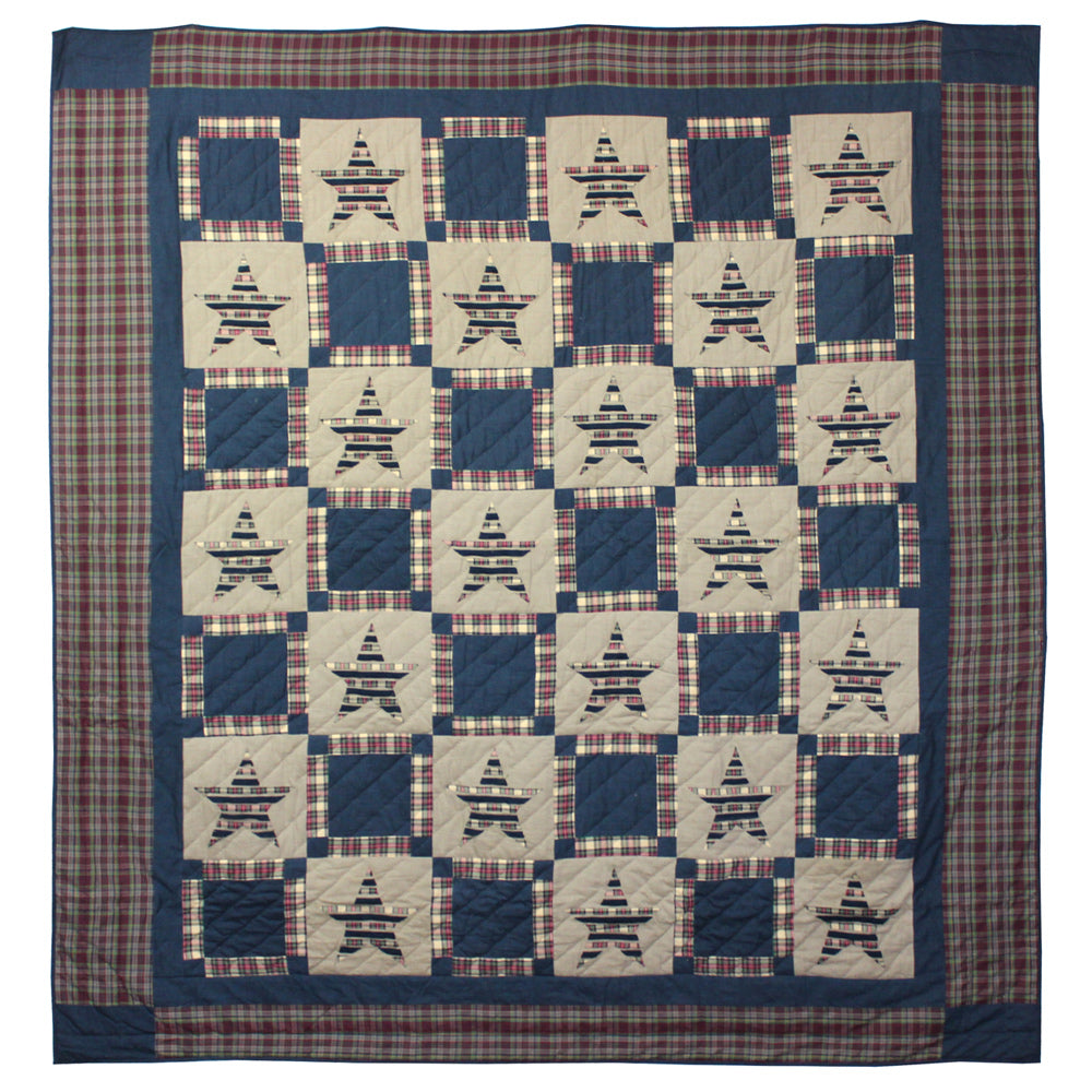 Tartan Star Quilt, Hand cut and Patchwork cotton fabric blocks.