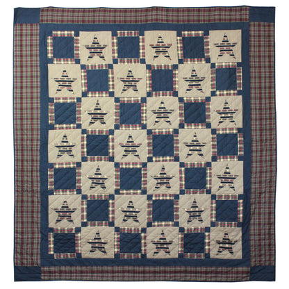 Tartan Star Quilt, Hand cut and Patchwork cotton fabric blocks.