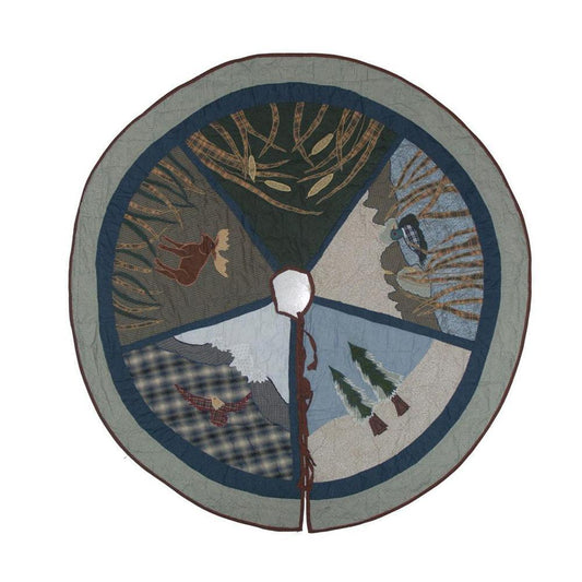 Moose Tree Skirt - Large 54" Diameter - Buy Now and Receive a FREE Matching Stocking! Crafted from 100% Cotton for a Cozy Holiday Setting