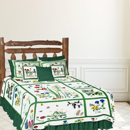Wildflowers meadow Quilt, Hand cut and Appliqued cotton fabric motifs.