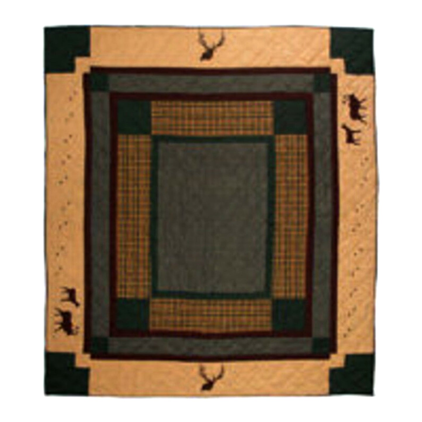 Elk Crossing Cotton Reversible Quilt, Queen Size - 85"W x 95"L.