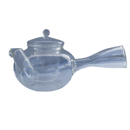 Round Shaped Double Layer Glass Teapot (275 ML), Teapot with Removable Infuser and Lid, Heatproof Safe side handle with Cups
